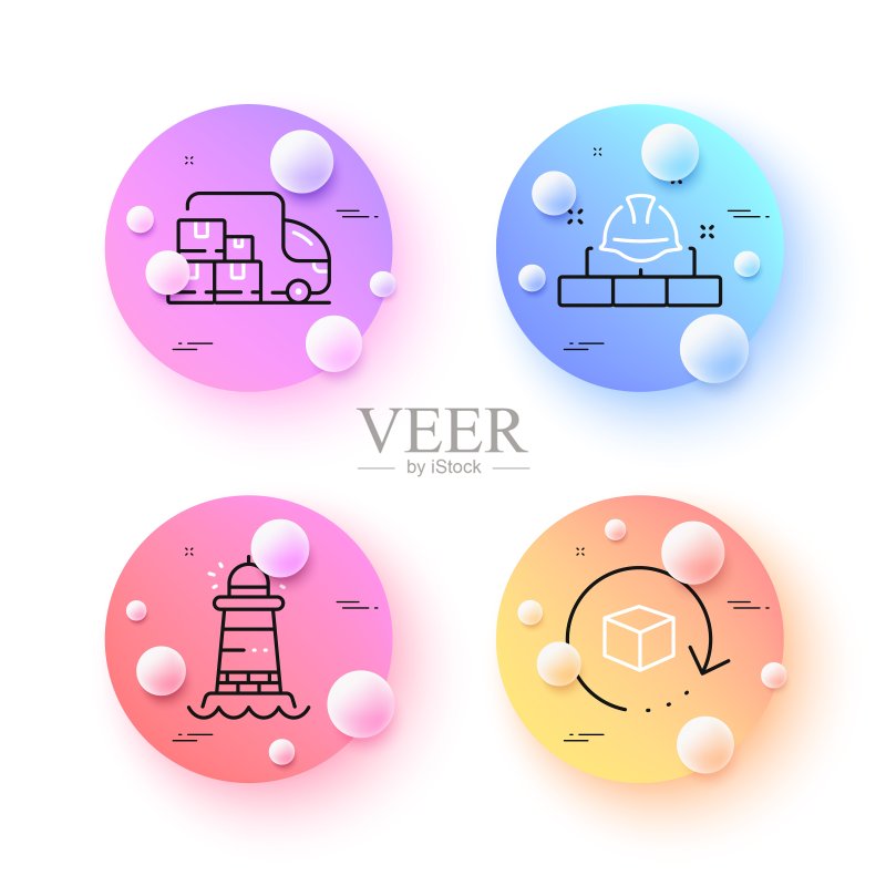 送货卡车灯塔退件极简线条图标图标素材