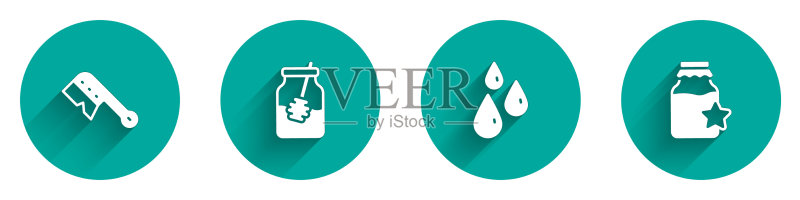 养蜂刷蜂蜜罐蜂蜜勺套装图标素材