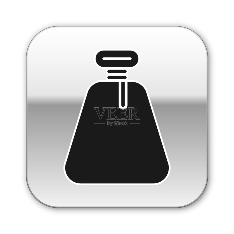 白色背景上孤立的黑色海盗袋图标图标素材