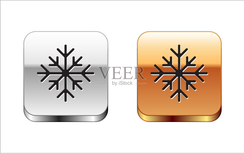 黑色雪花图标,白色背景图标素材