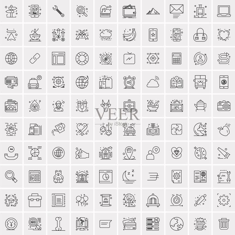 100个商业图标通用设置的web和图标素材