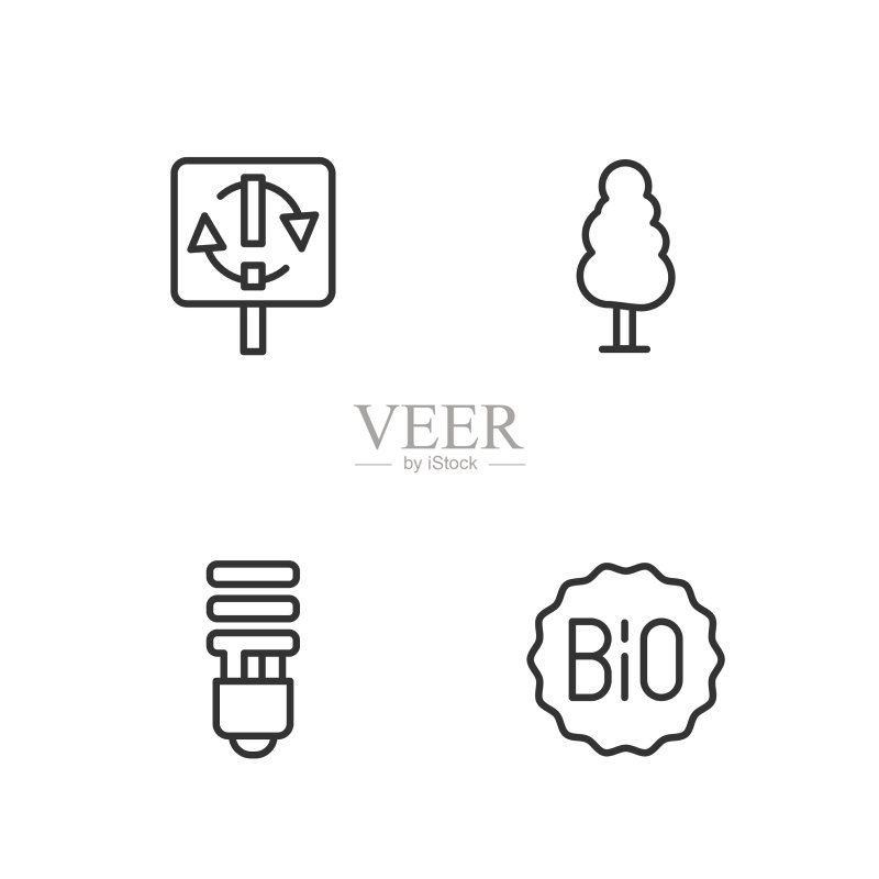 线形图标banner:生物LED灯泡回收图标素材