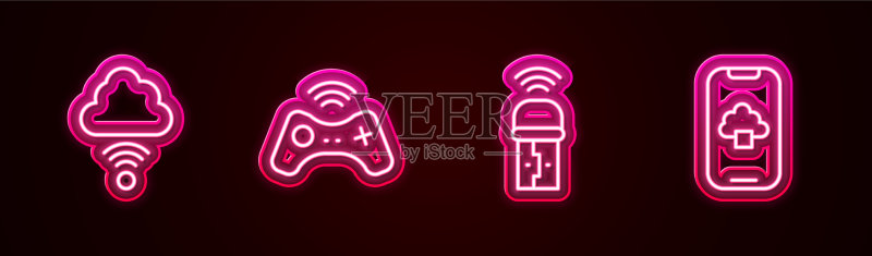 无线网络云连接线条合集图标素材