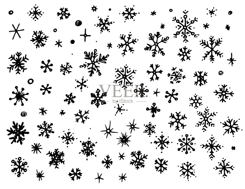 涂鸦手绘雪花合集图标素材