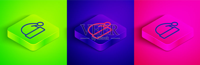 圣诞老人帽子2.5D线条图标图标素材