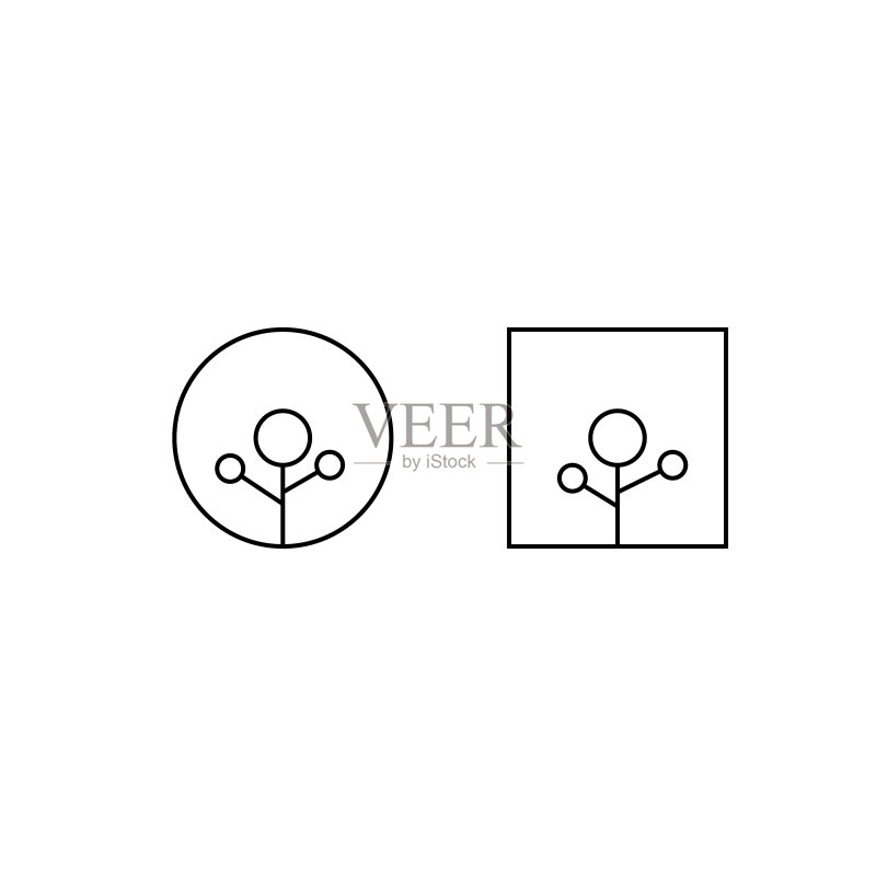 树木单线图标或符号图标素材