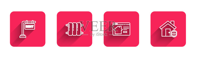 带租金暖气散热器的悬挂标志图标素材