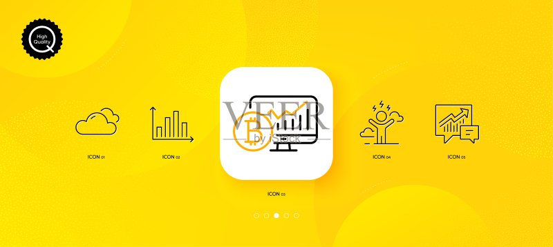 困难的压力,图表和比特币图表极简线条图标。用于Web应用程序,打印。矢量图标素材