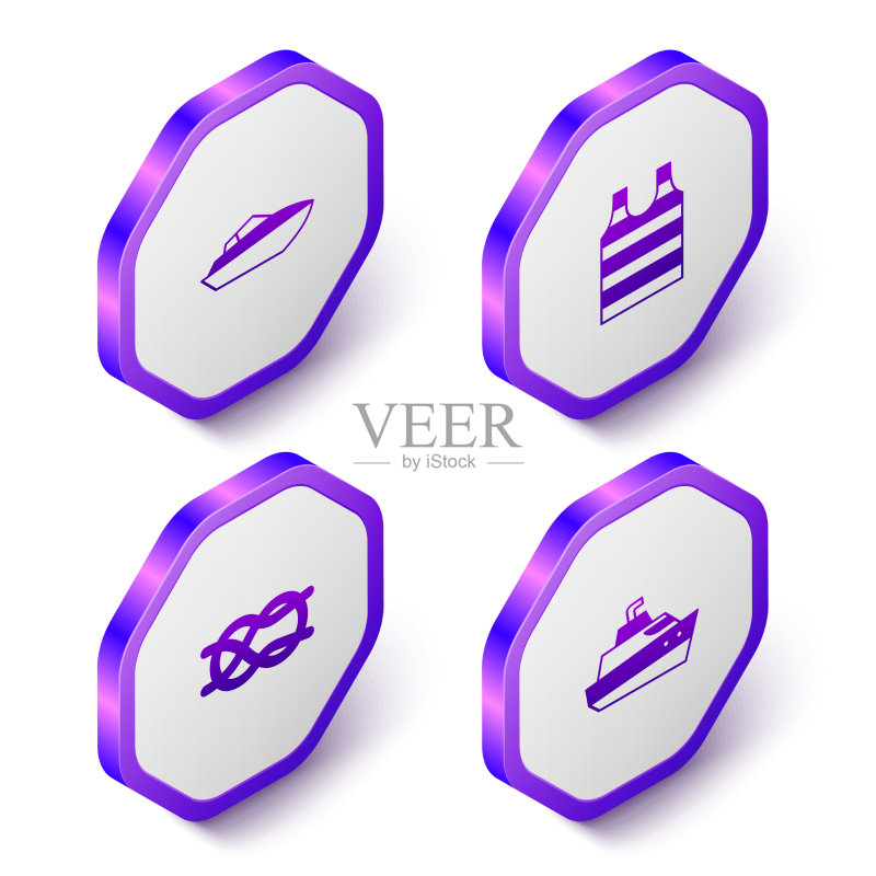 2.5D条纹水手T恤快艇套装图标素材