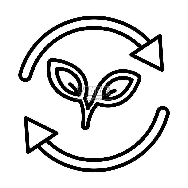 可持续图标:细线条轮廓,适用于网页和移动端图标素材
