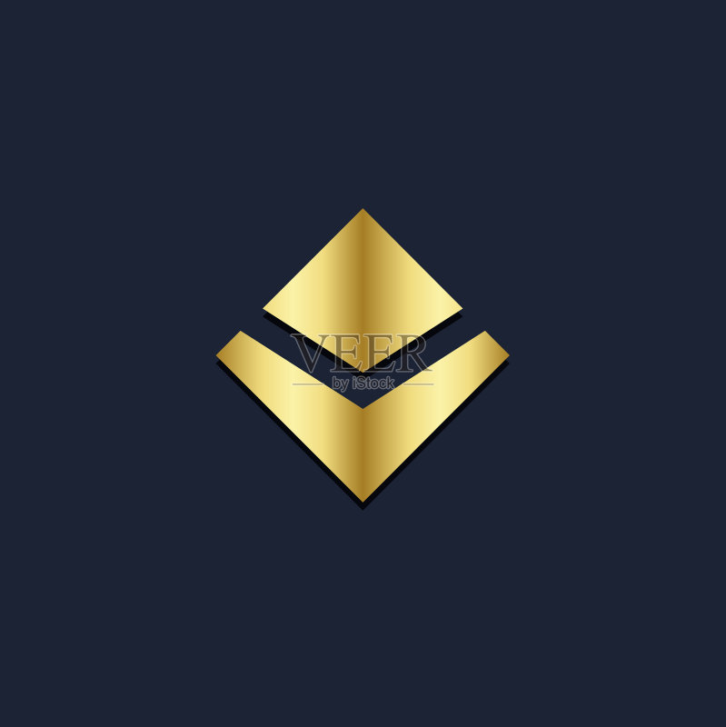 三角形V字母金色logo图标素材