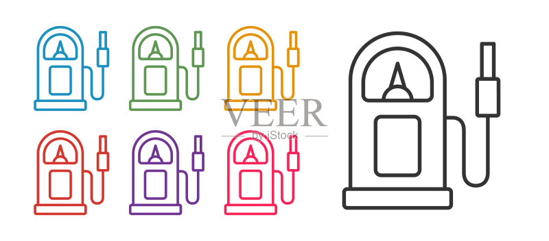 孤立的加油站图标线条图标素材
