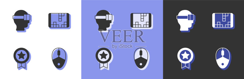 带有VR眼镜的游戏电脑鼠标图标素材