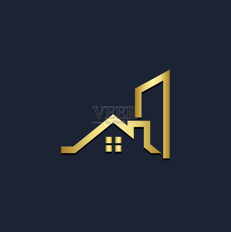 房屋房地产建筑金色logo图标素材