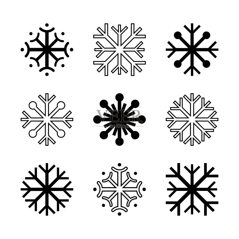 黑白雪花图标图标素材