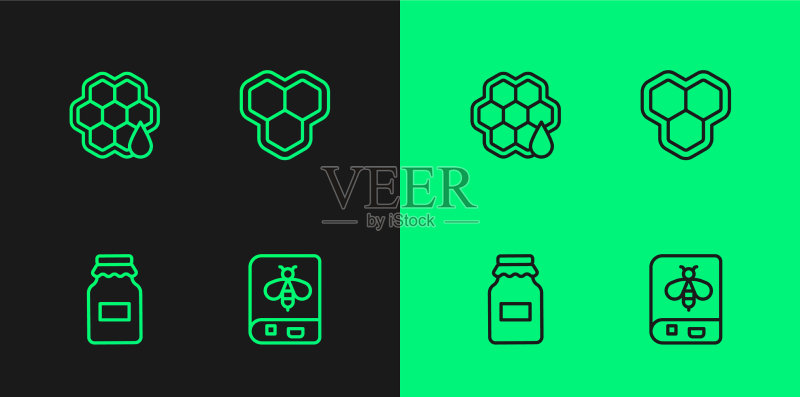 蜜蜂书蜂蜜罐蜂窝图标素材