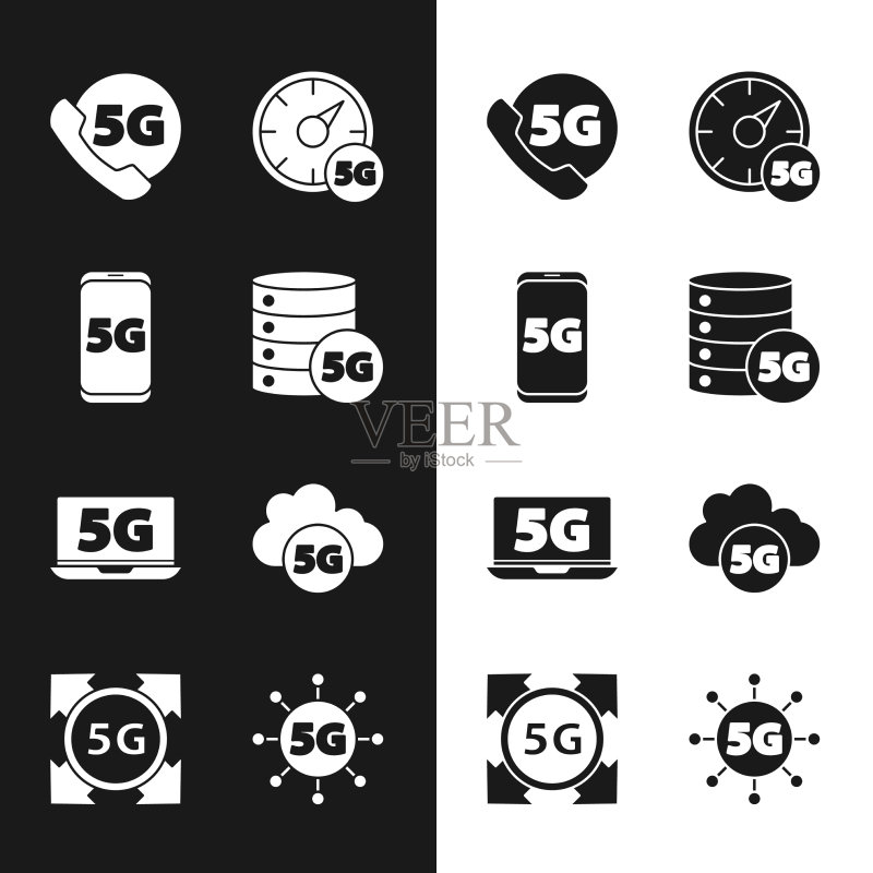 5G网络手机数字服务器图标素材