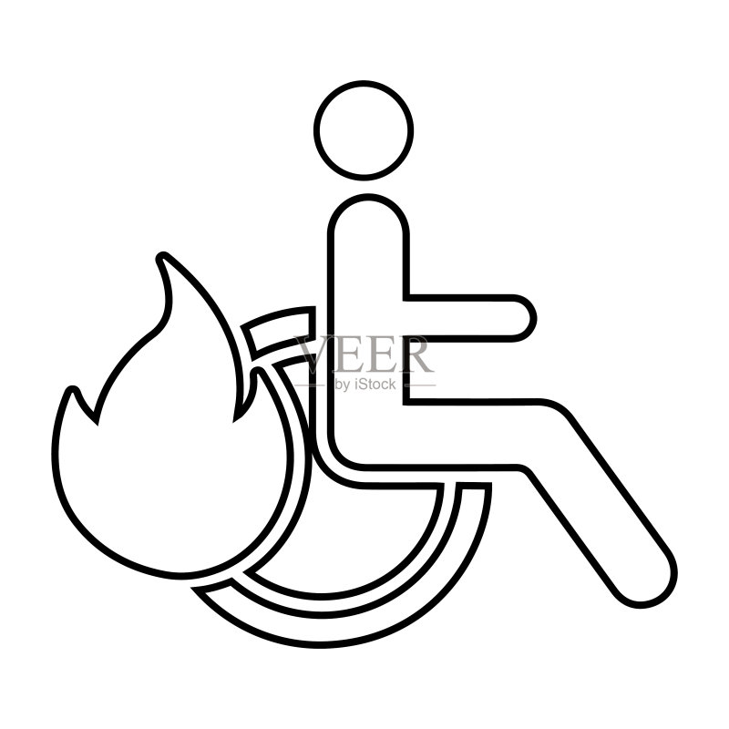 烧伤,残疾男人,消防出口,图标图标素材