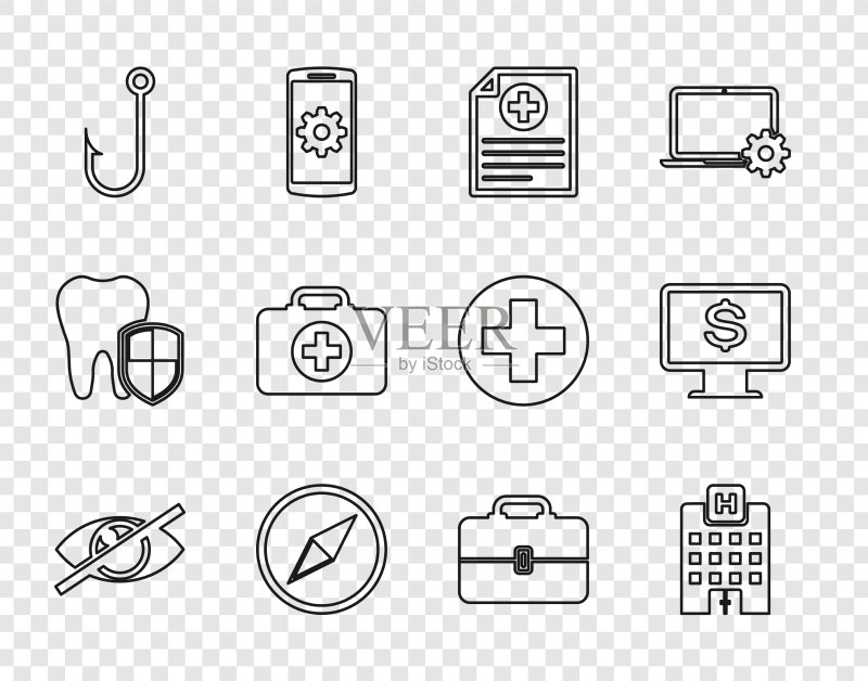 不可见或隐藏医疗医院线条图标图标素材