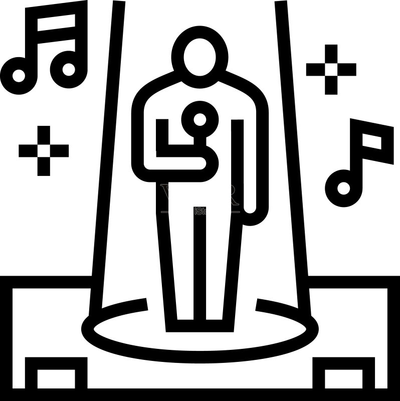 舞台歌手表演歌曲线性图标图标素材