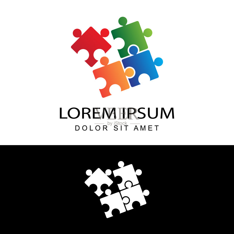 独立爱心拼图Logo设计模板图标素材
