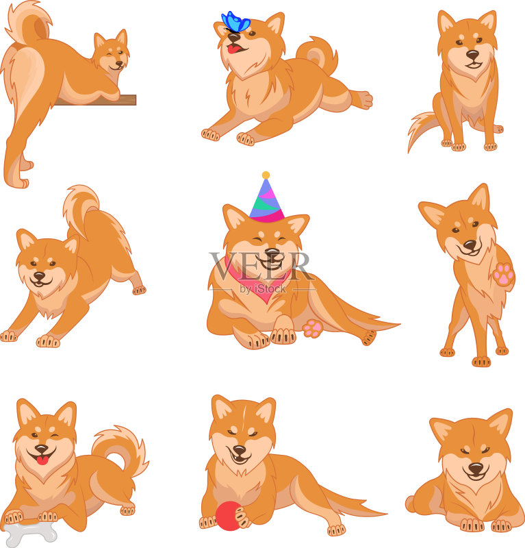 柴犬图案套装图标素材