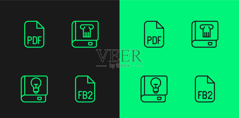设置行fb2文件用户手册PDF文件文档图标素材