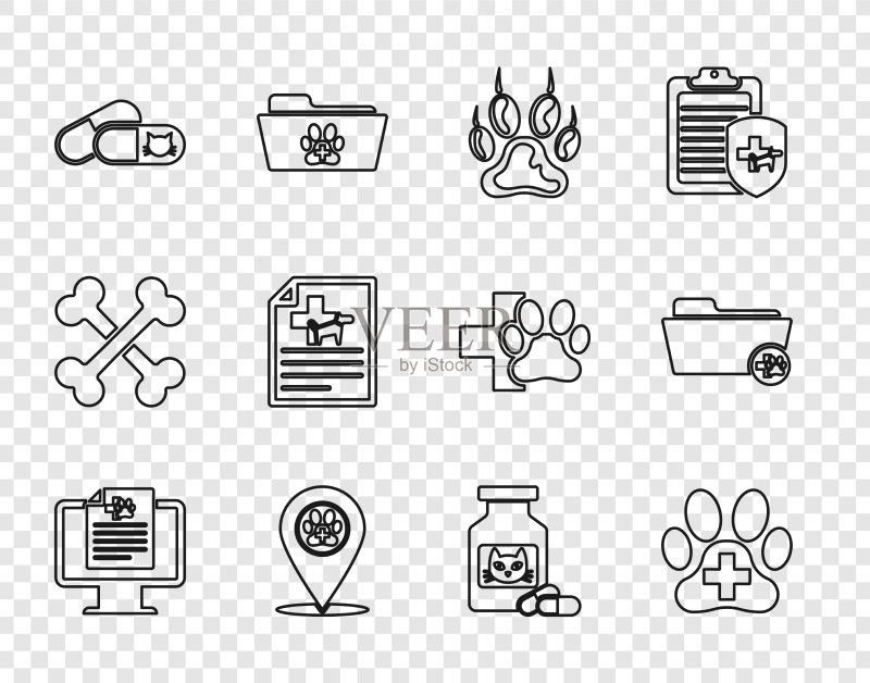 显示器上的宠物临床记录图标素材