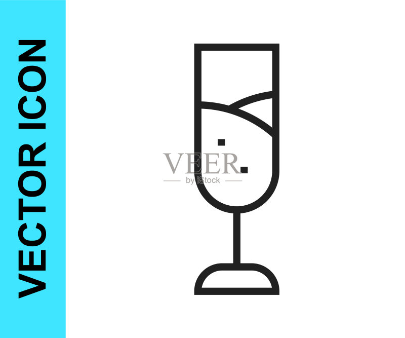 黑色线条香槟酒杯图标图标素材