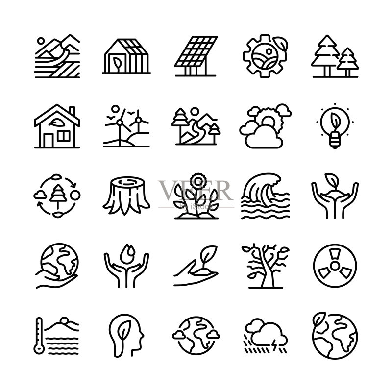 环境图形矢量插图。可编辑笔画大小。简单的隔离图标。标志、符号、元素。图标集。图标素材