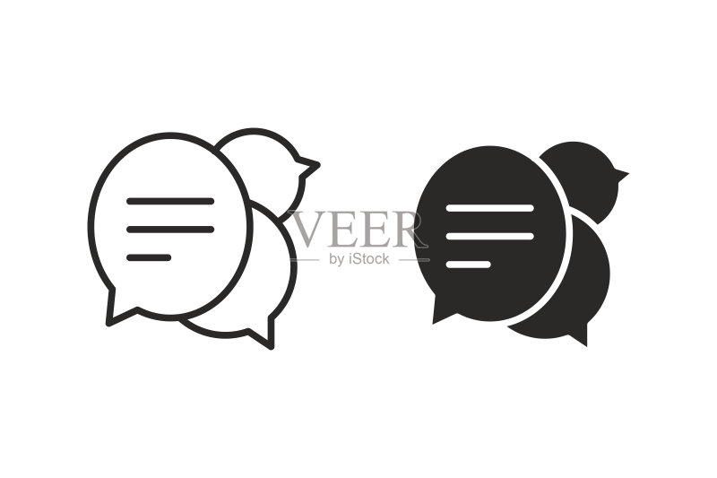 聊天图标:对话气泡线性设计图标素材