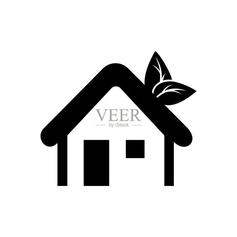 白色背景上的生态房屋图标图标素材