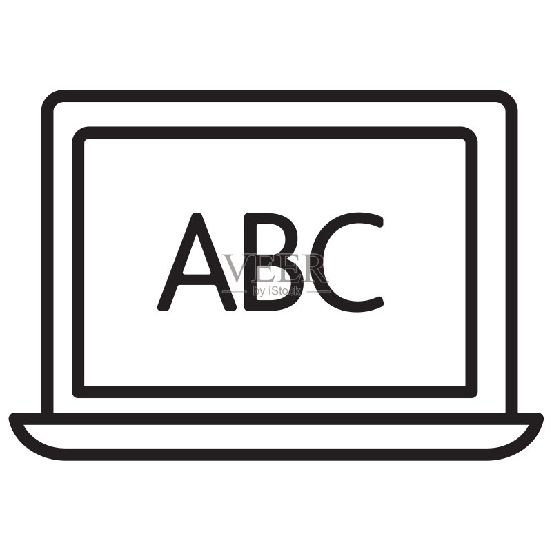 返校季ABC笔记本电脑图标-可编辑笔触图标素材
