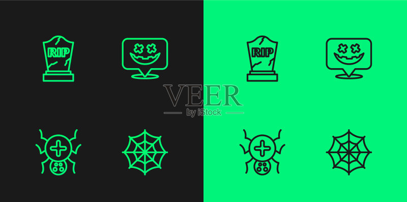 带有RIP文字的蜘蛛网墓碑图标素材