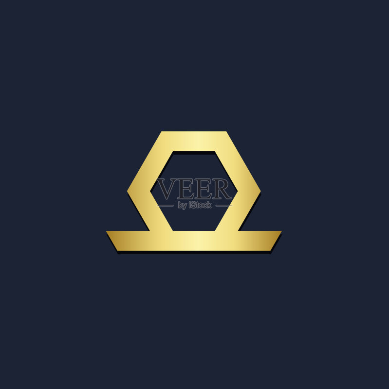 多边形欧米茄金色Logo图标素材