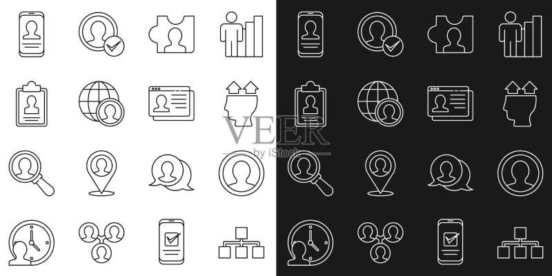 层级结构组织图表创建线条图标素材
