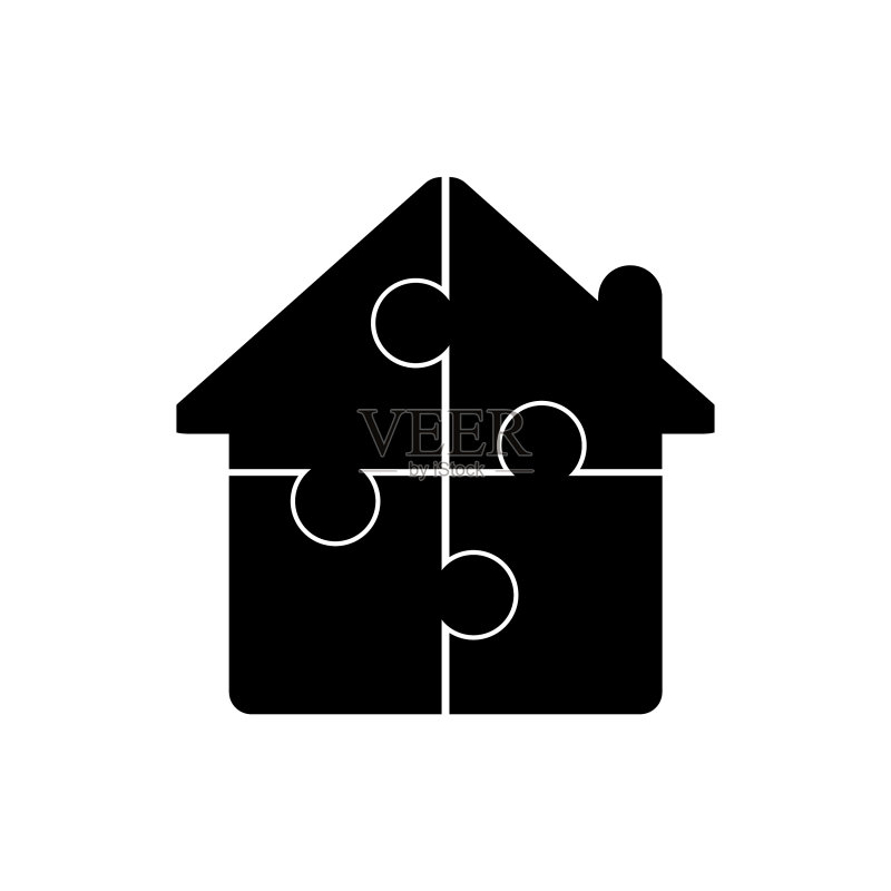 房屋拼图图标商业建筑图标素材