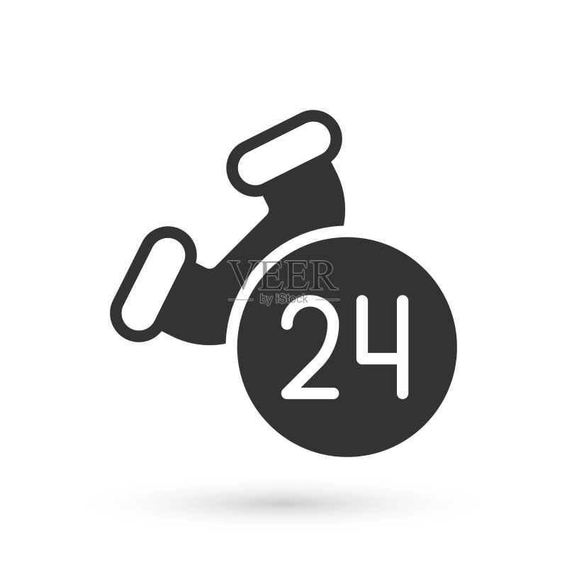 灰色电话24小时支持图标图标素材