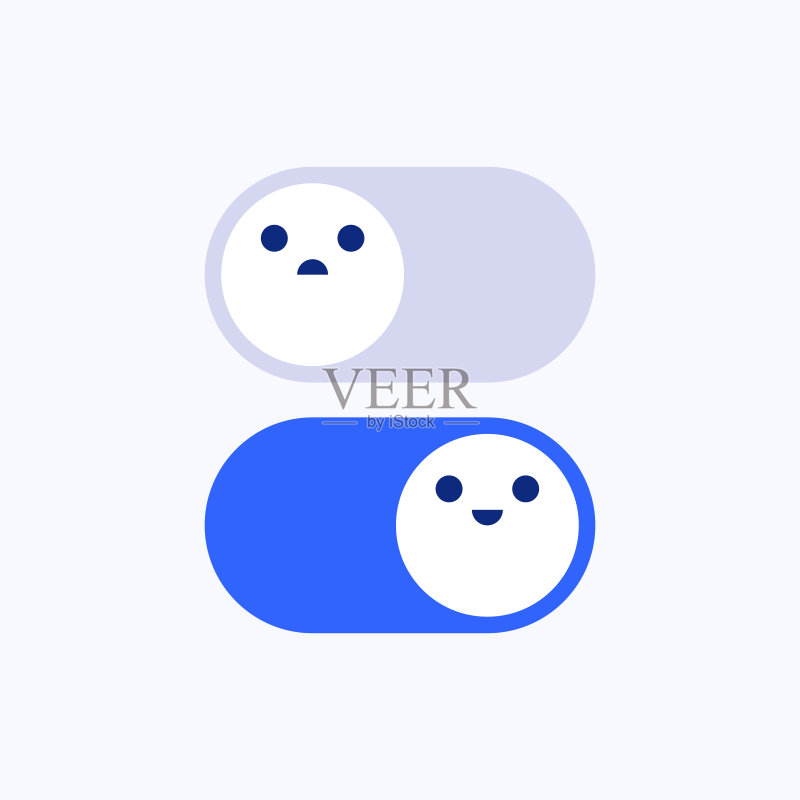 带有表情符号的开启和关闭开关按钮图标素材