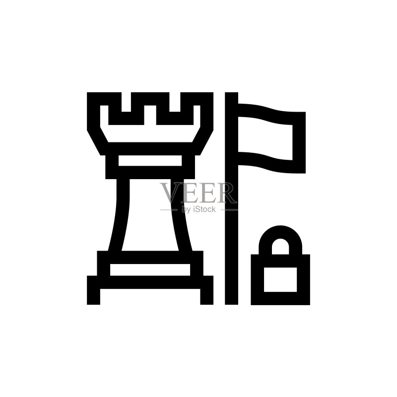 商业策略线条图标设计,像素完美,可编辑笔画。标志、符号。图标素材