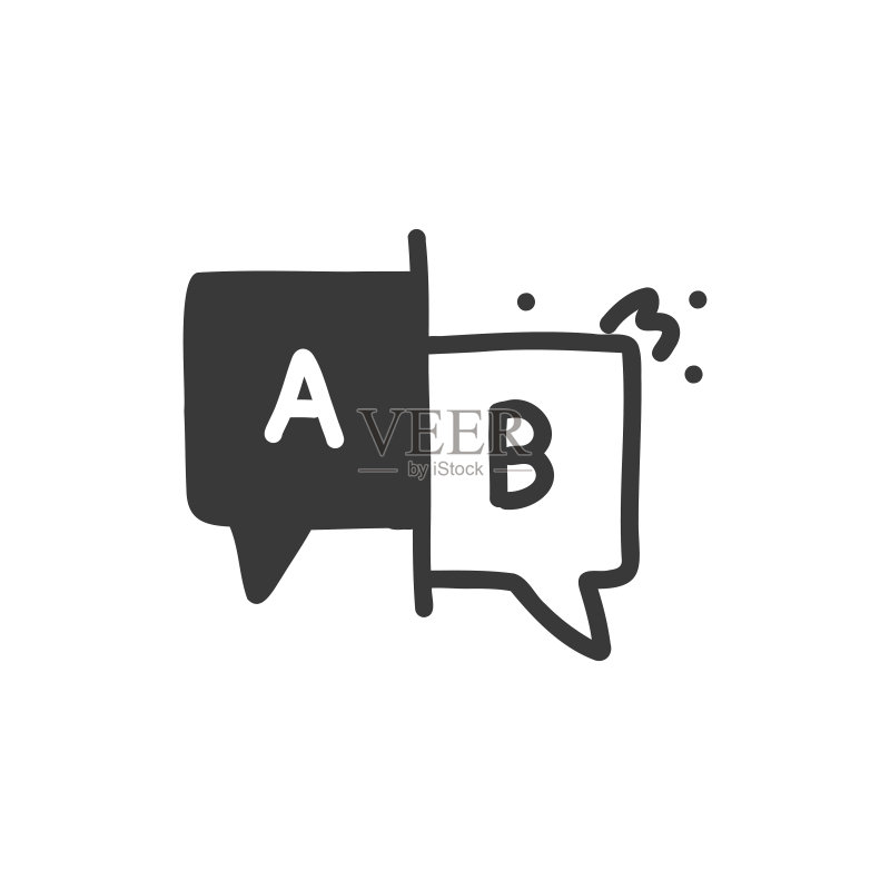 AB测试线性图标、草图和涂鸦设计、像素完美、可编辑笔画。标志、符号。评估、评价、检查图标素材