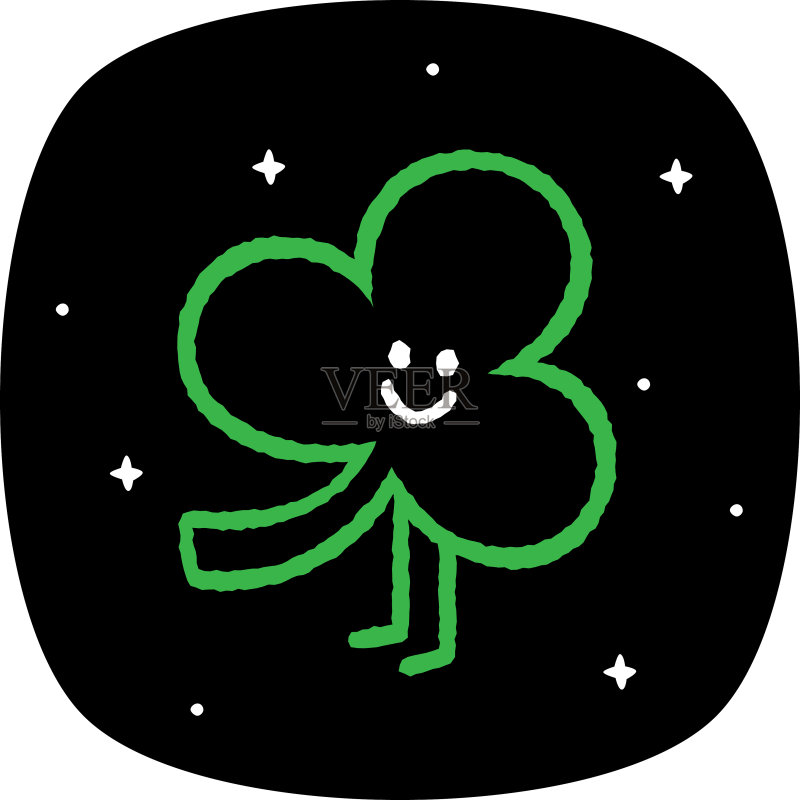 三叶草微笑涂鸦3图标素材
