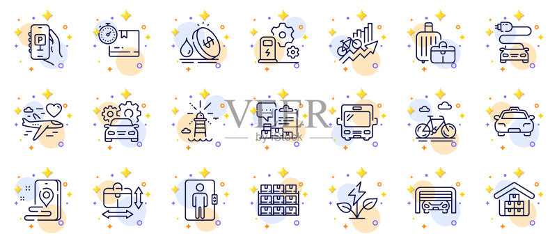 汽车维修电梯纸板箱线条图标素材