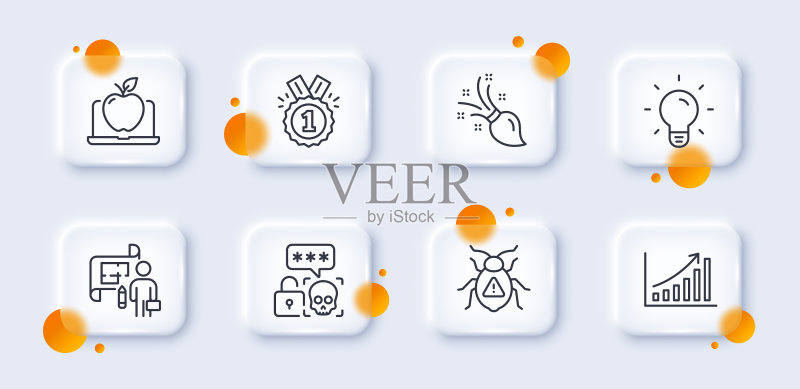 网络攻击计划和已批准的线条图标包图标素材
