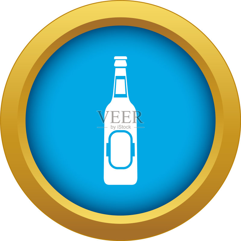 蓝色啤酒瓶图标图标素材