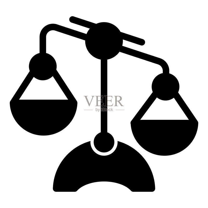天秤座实心图标,天平矢量图,白色背景隔离,专为APP设计的字形风格,EPS 10图标素材