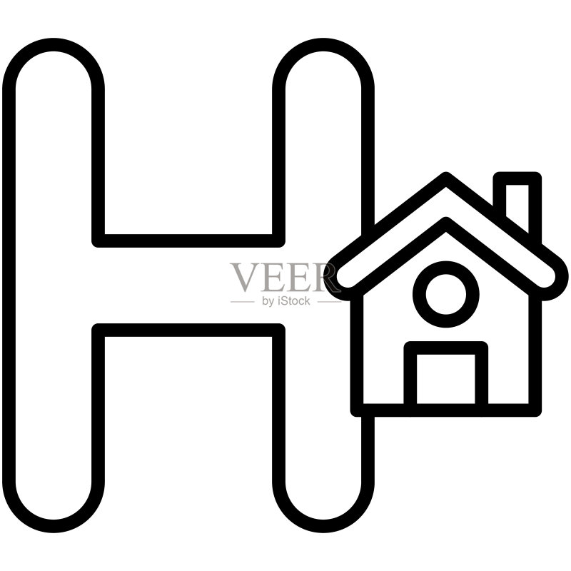 字母H房屋矢量图标图标素材