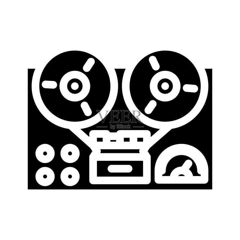 转盘磁带复古音乐Glyph图标矢量图图标素材