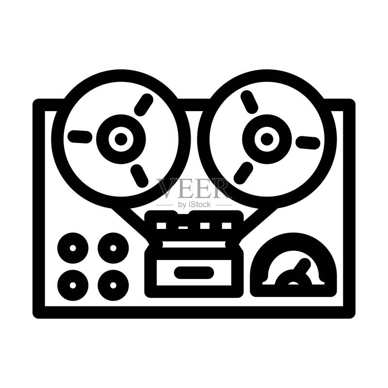 复古音乐唱片机磁带线条图标图标素材