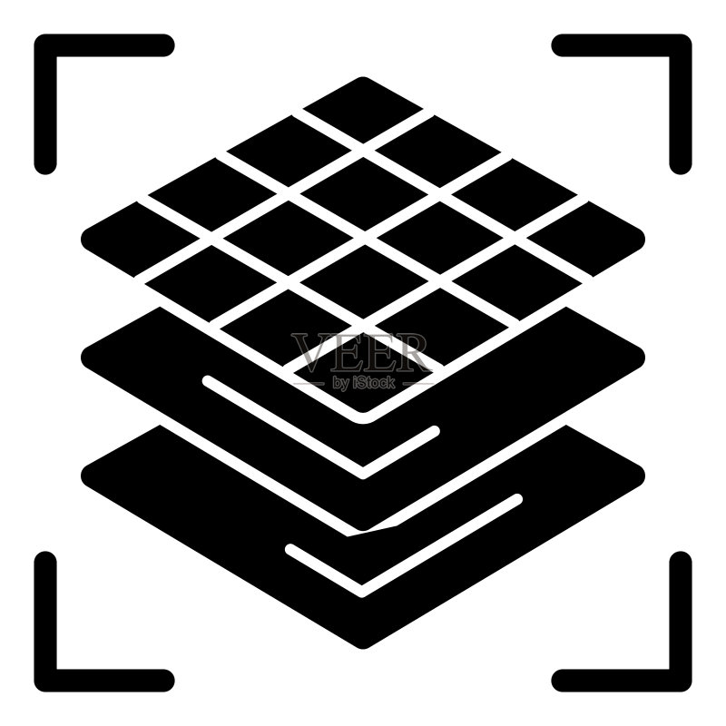 3D正方形图层实体图标,3D分层设计矢量图图标素材